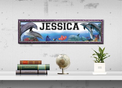 Dolphins - Personalized Poster with Your Name, Birthday Banner, Custom Wall Décor, Wall Art - image2